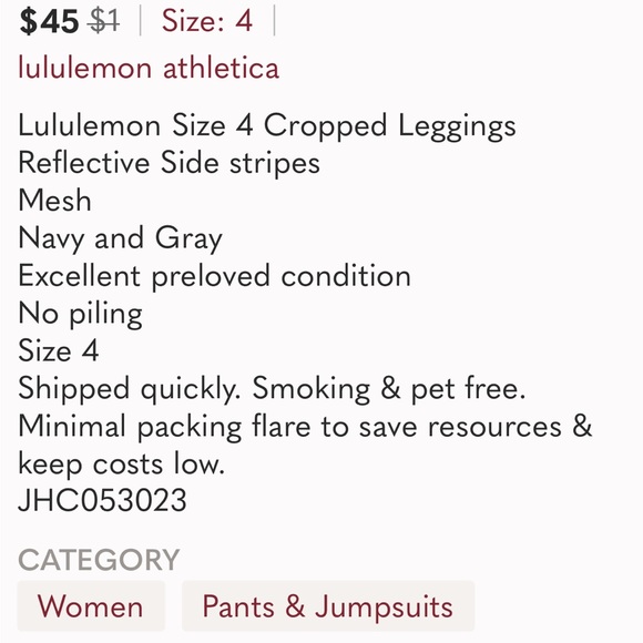 🌻 Lululemon Size 4 Cropped Leggings Reflective Side stripes Mesh Navy and Gray - Picture 5 of 14